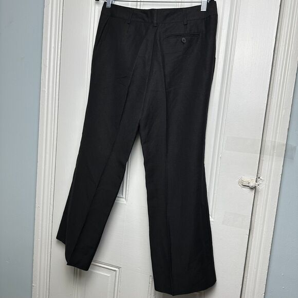 Kate Hill Pants Womens 8P Black Pleated Trouser Linen Blend Pockets Straight Leg - Picture 6 of 8